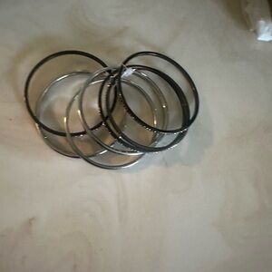 Black and Silver Bangle Set